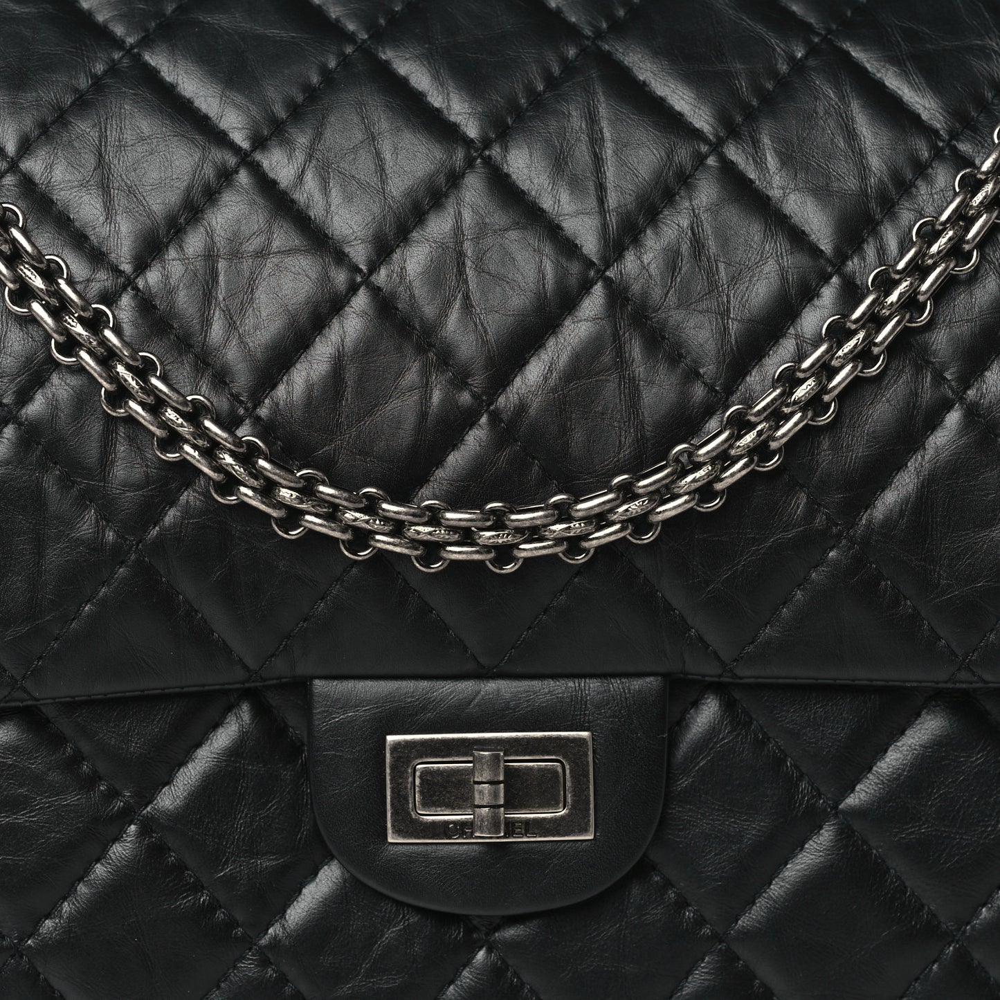 Aged Calfskin Quilted 2.55 Reissue 226 Flap Black