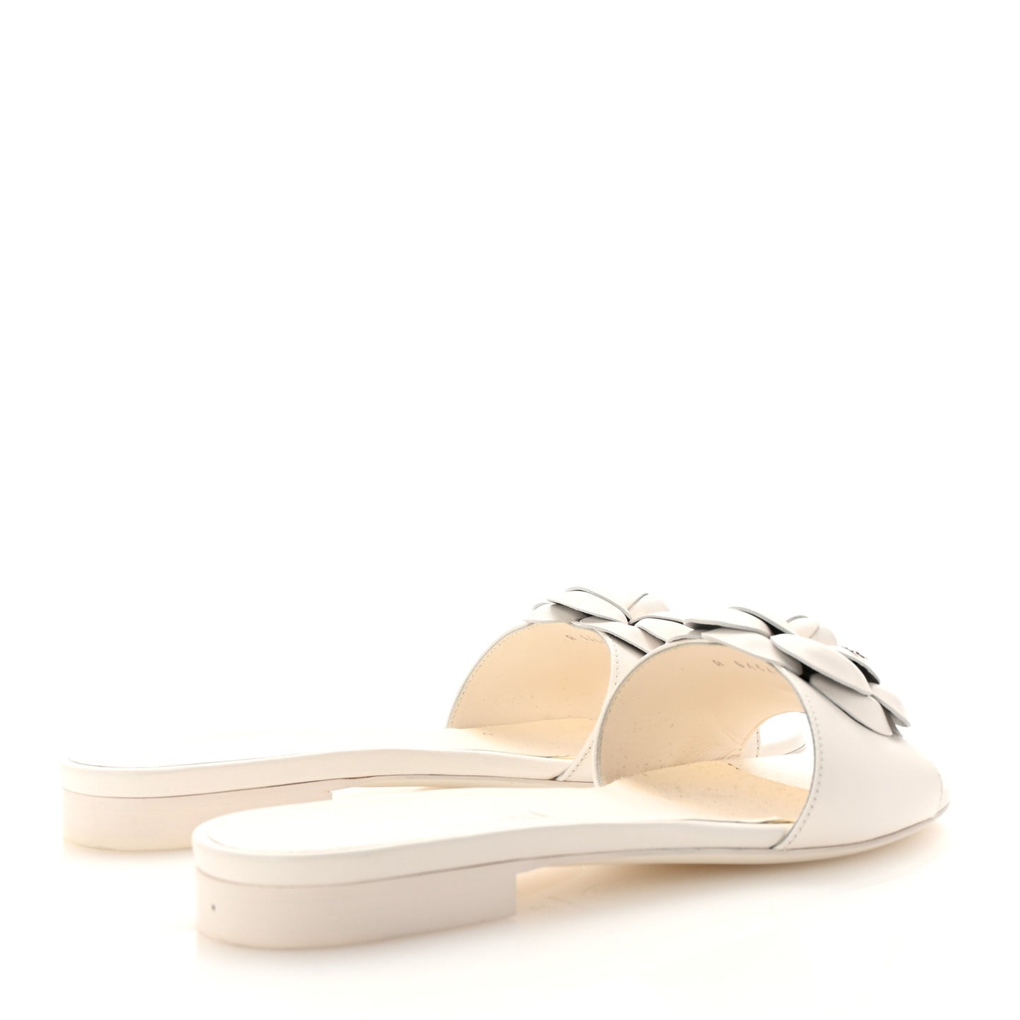 Lambskin Camellia CC Slides 36.5 White