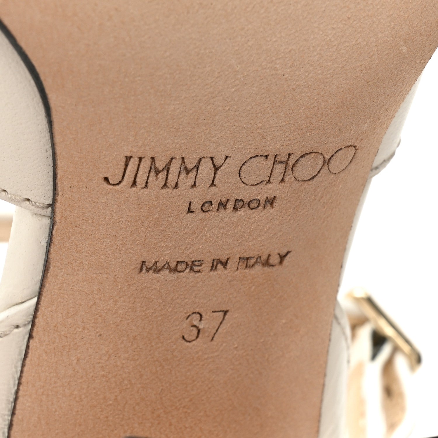 Jimmy Choo Calfskin Joya 85mm Sandals 37 Ivory 6 of 11