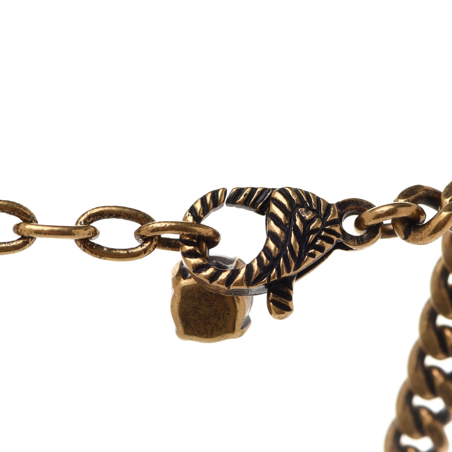 Gucci Crystal Embellished Double G Necklace Aged Gold 6 of 9