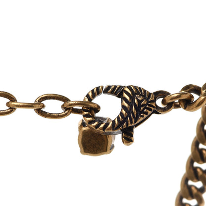 Gucci Crystal Embellished Double G Necklace Aged Gold 6 of 9