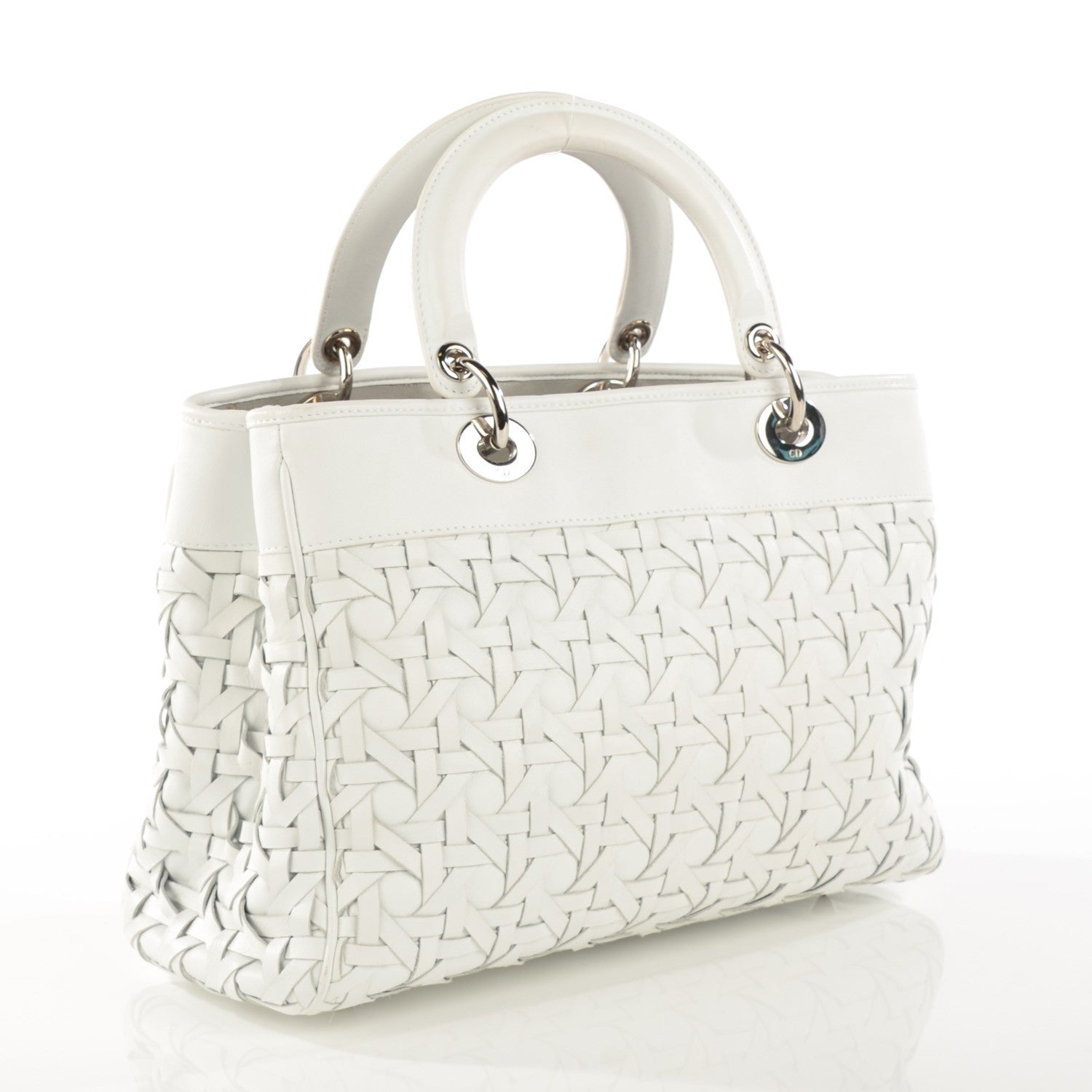Christian Dior Lambskin Woven Lady Dior Avenue Tote White 5 of 11