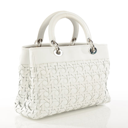 Christian Dior Lambskin Woven Lady Dior Avenue Tote White 5 of 11