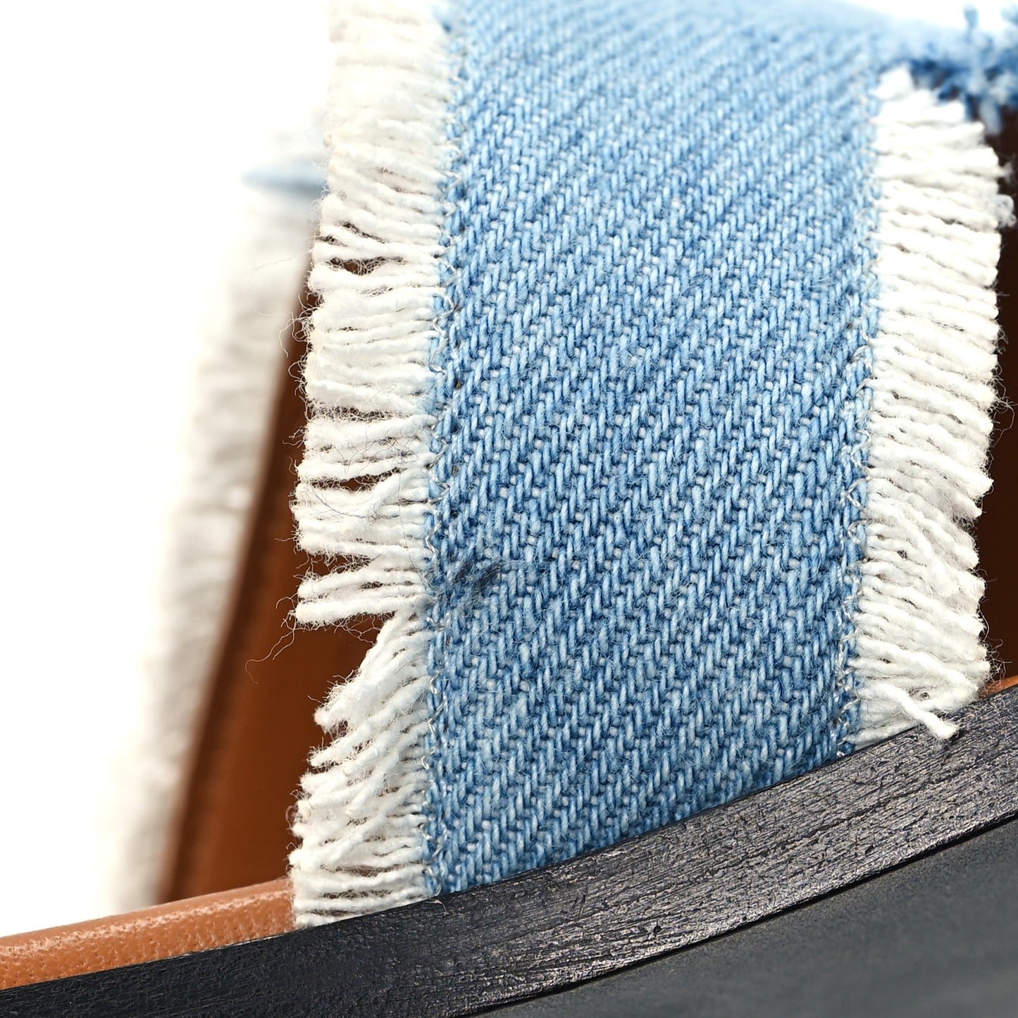 Denim Oran Fringe Sandals 35 Bleu Clair