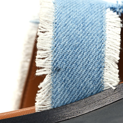 Hermes Denim Oran Fringe Sandals 35 Bleu Clair 10 of 10