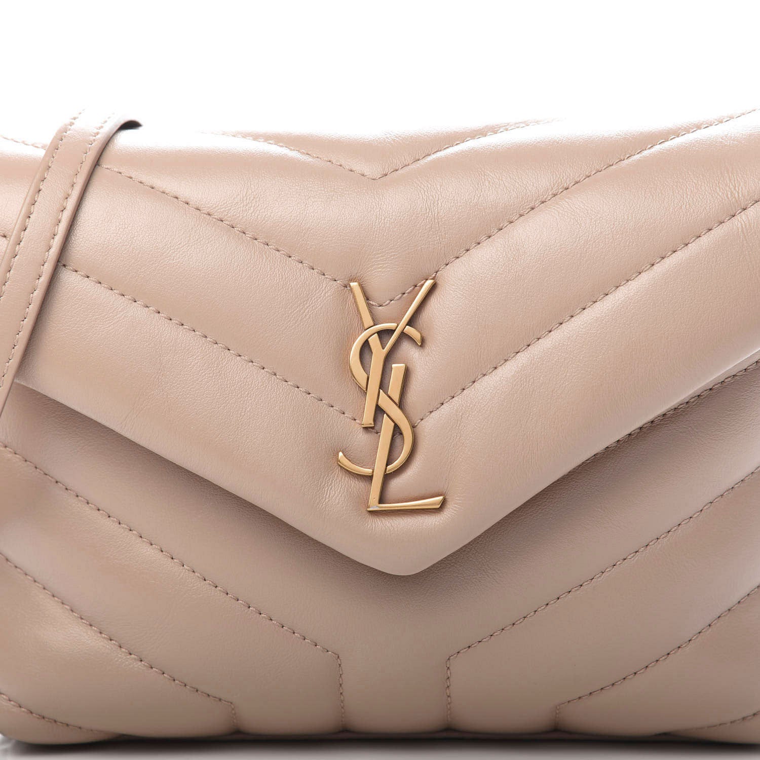 Saint Laurent Calfskin Y Quilted Monogram Toy Loulou Crossbody Bag Dark Beige 13 of 13
