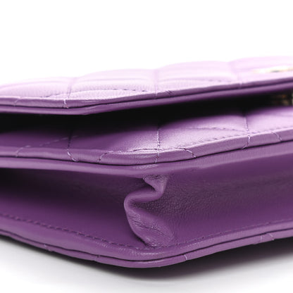 Chanel Lambskin Quilted Wallet On Chain WOC Purple 9 of 11