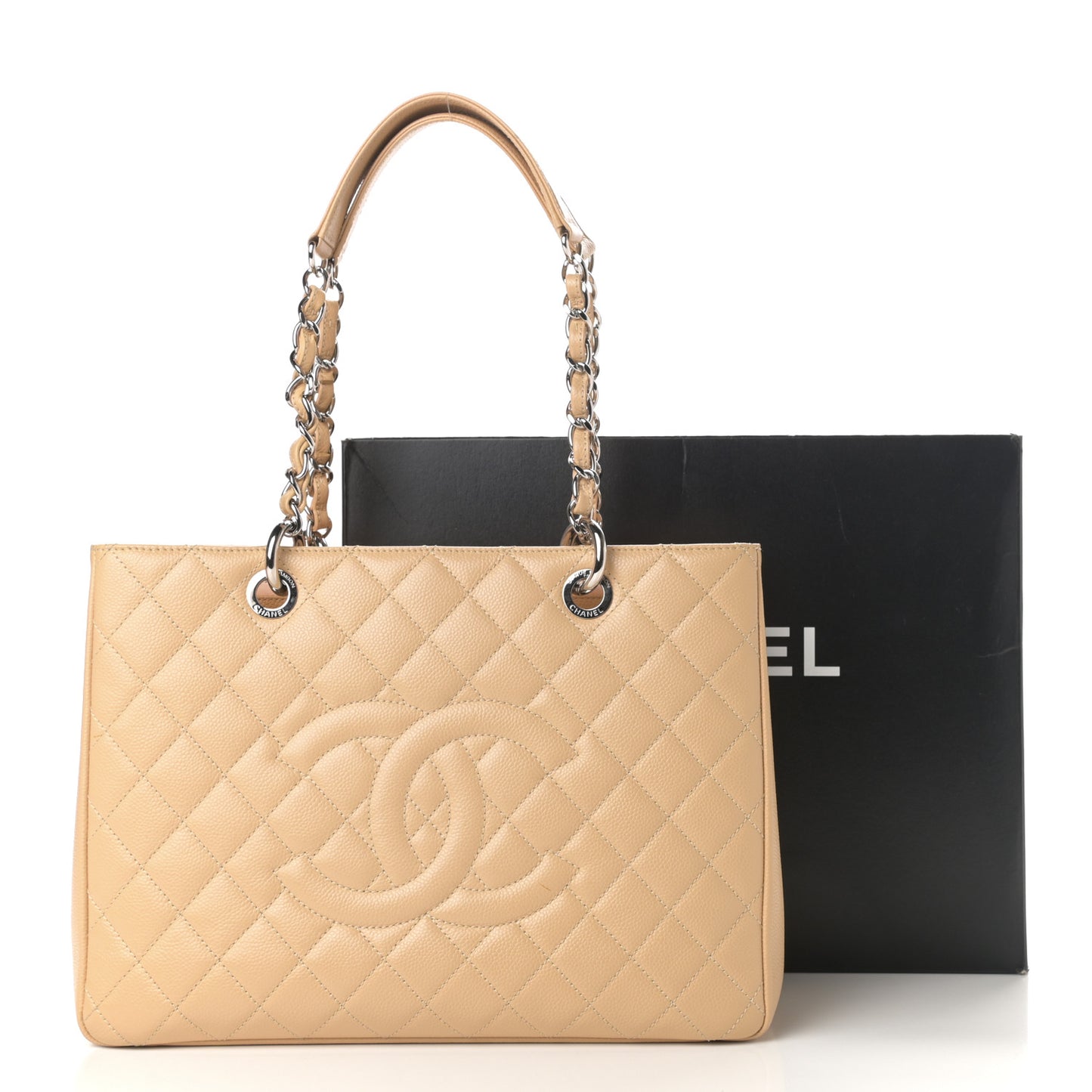 Caviar Quilted Grand Shopping Tote GST Beige