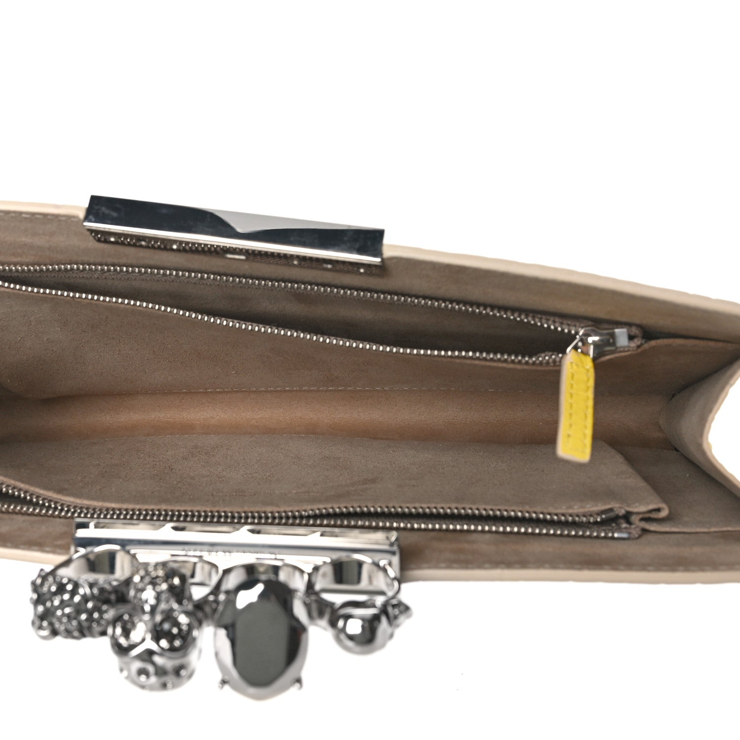 Alexander McQueen Calfskin Crocodile Embossed Knuckle Flat Clutch Yellow 5 of 9