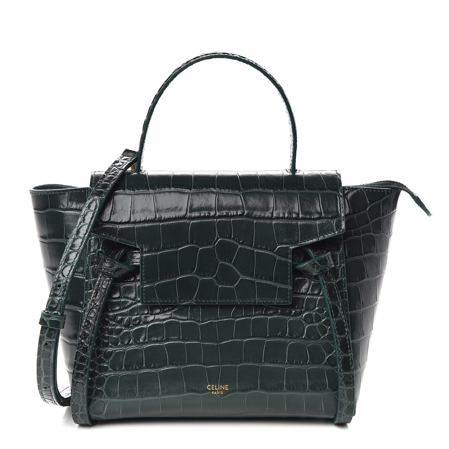 Calfskin Crocodile Embossed Nano Belt Bag Amazone