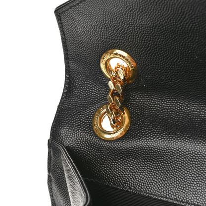 Saint Laurent Grain De Poudre Matelasse Chevron Large Monogram Satchel Black 11 of 13