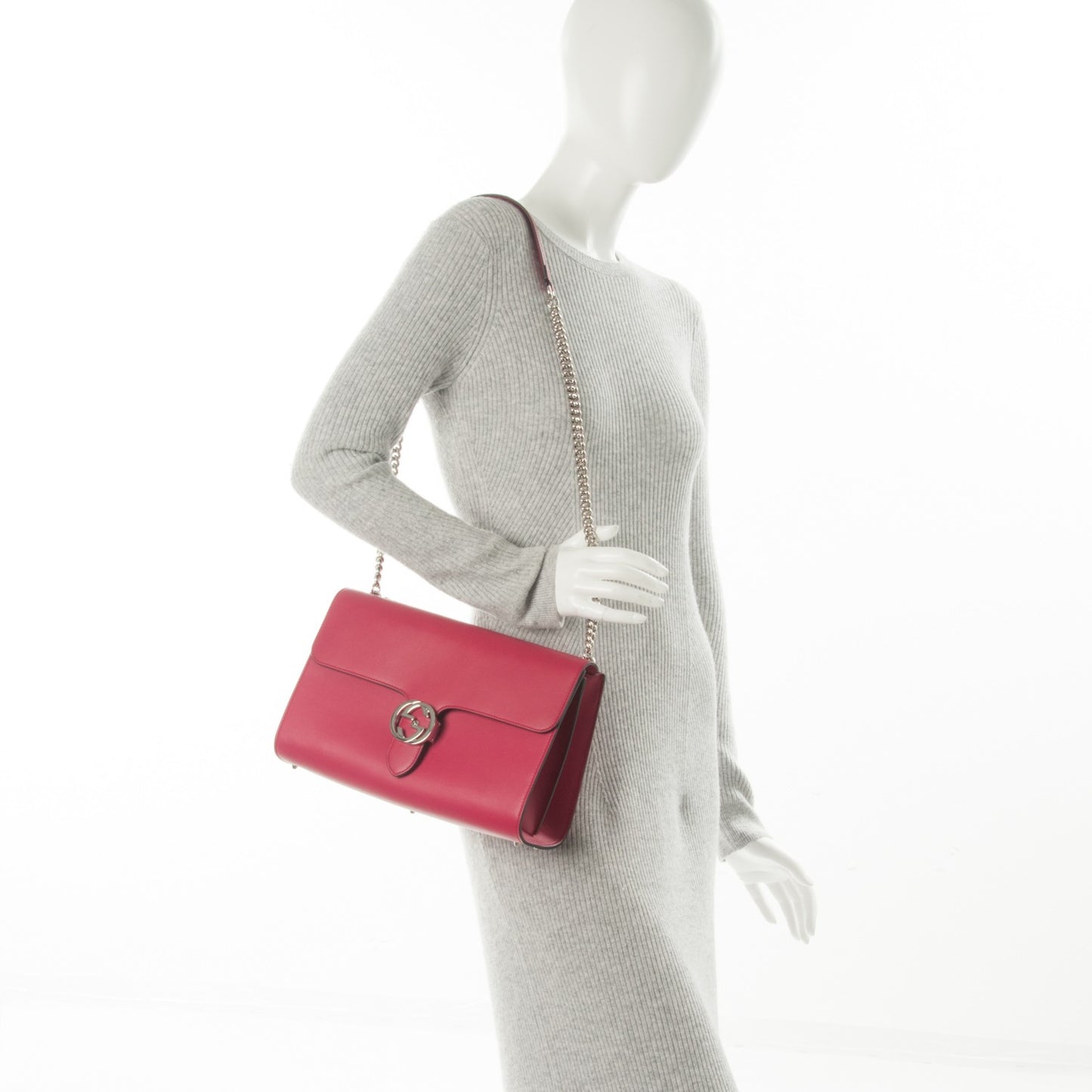 Moon Calfskin Medium Interlocking G Shoulder Bag Petunia