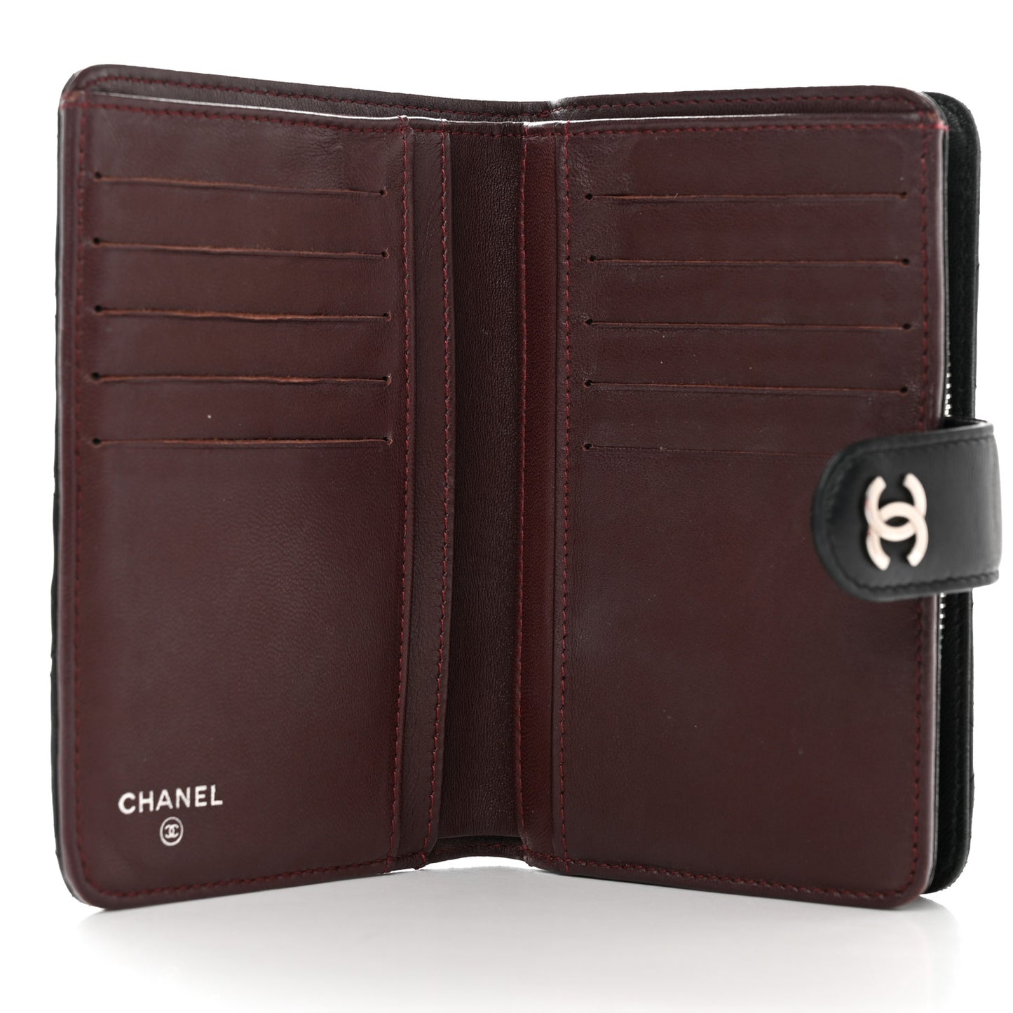 Lambskin Quilted Zipped Pocket Wallet Black