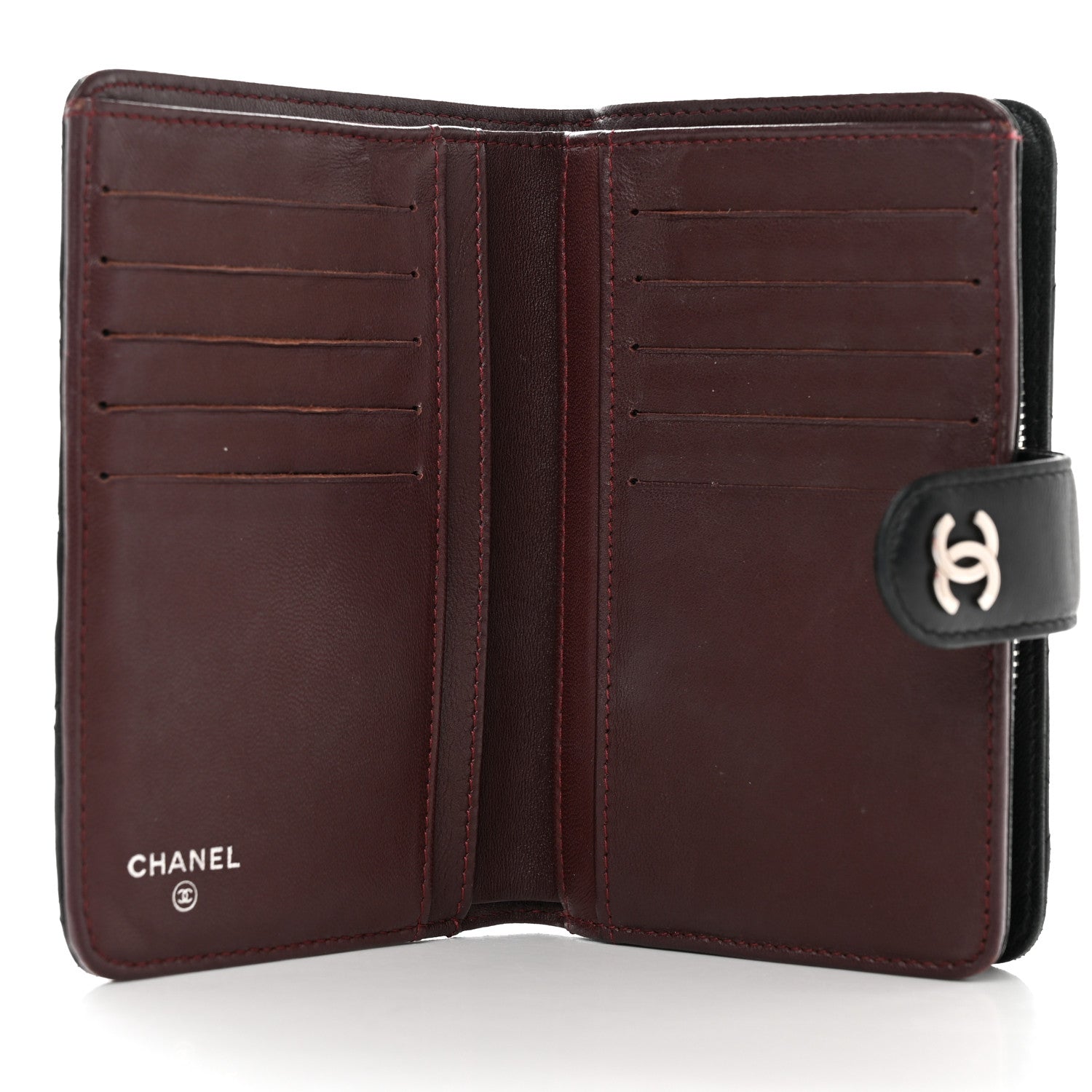 Chanel Lambskin Quilted Zipped Pocket Wallet Black 5 of 14