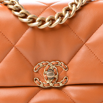 Chanel Lambskin Quilted Medium Chanel 19 Flap Light Brown 10 of 11