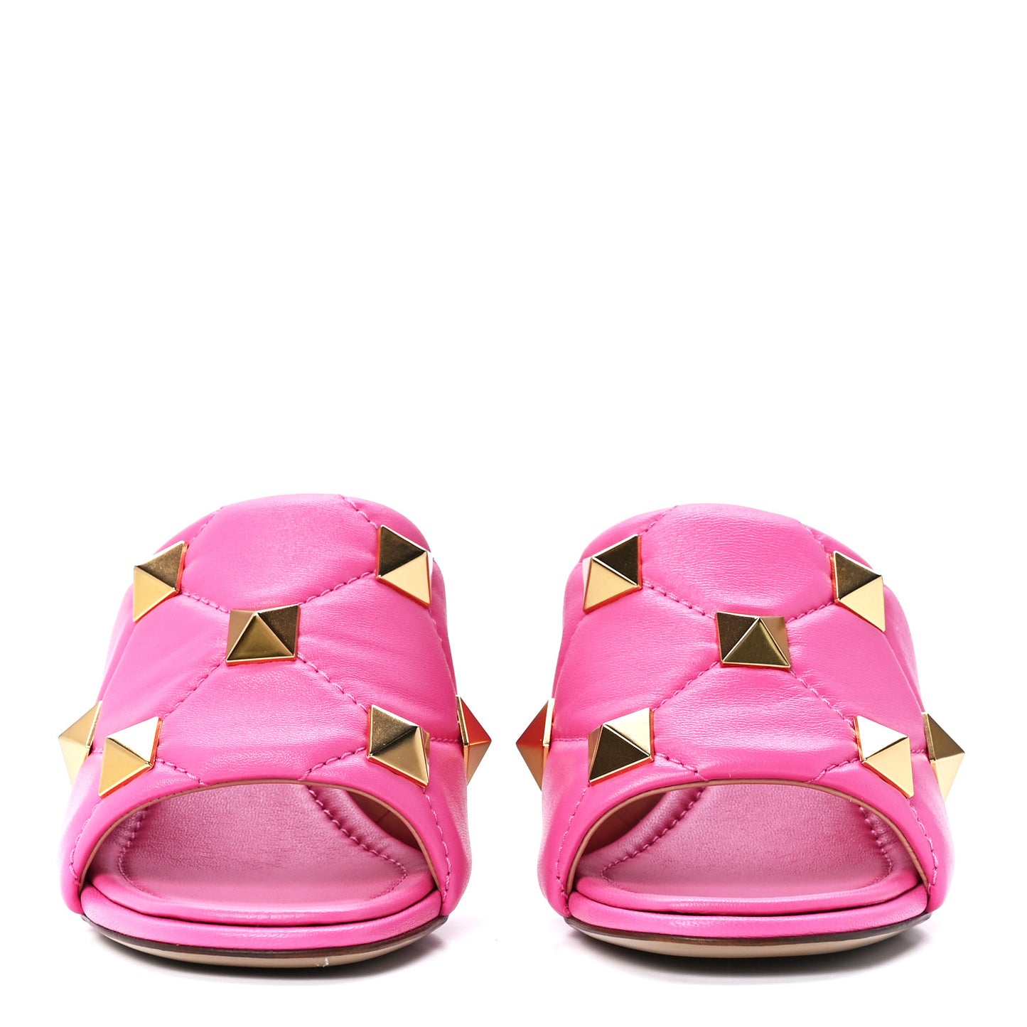 Nappa Quilted Roman Stud 65mm Slide Sandals 37 Feminine Pink