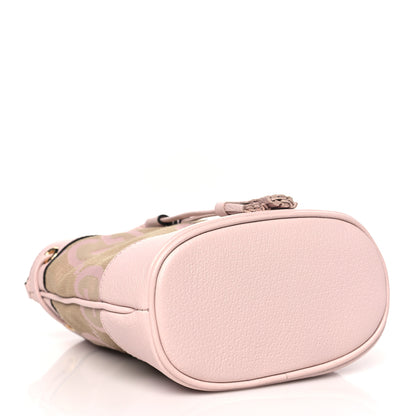 Gucci Monogram Jumbo GG Textured Dollar Calfskin Mini Ophidia Bucket Bag Beige Perfect Pink 4 of 11