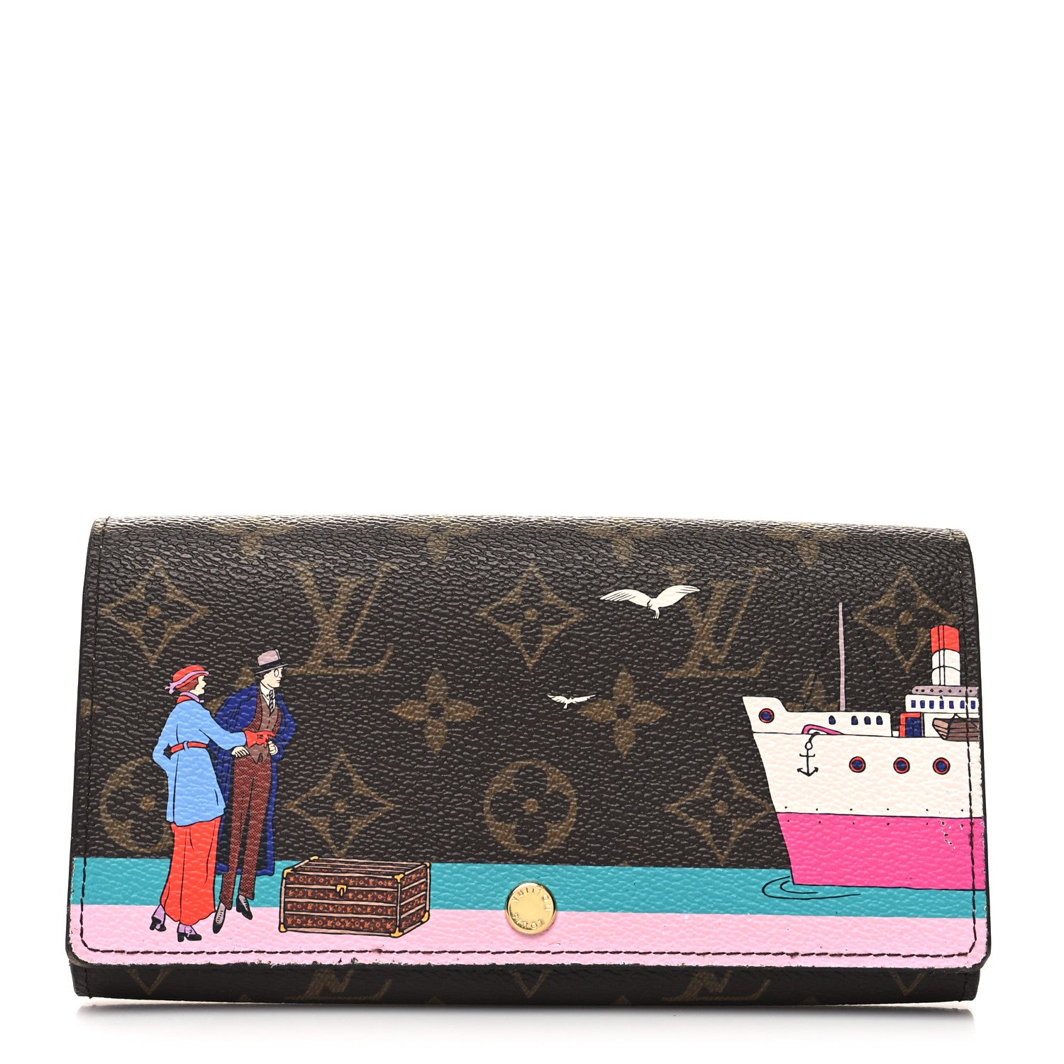 Louis Vuitton Monogram 2016 Christmas Animation Sarah Wallet Rose Ballerine 1 of 10