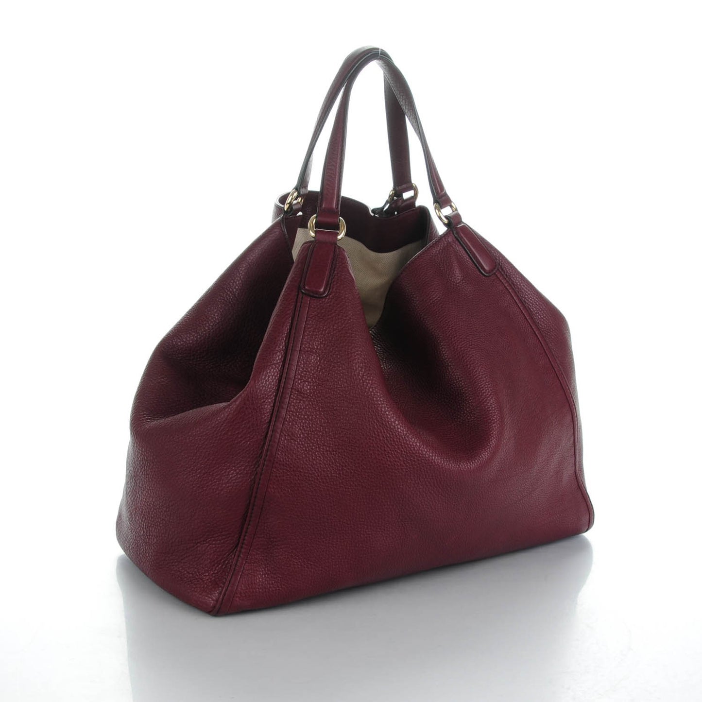 Pebbled Calfskin Large Soho Shoulder Bag Bordeaux
