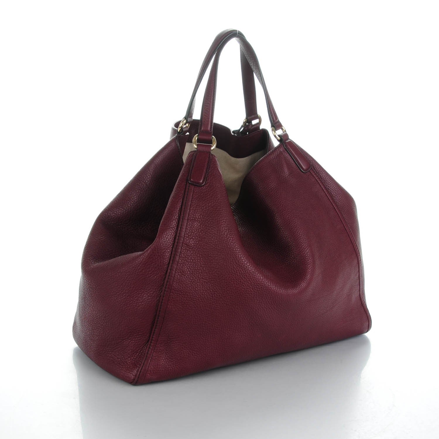 Gucci Pebbled Calfskin Large Soho Shoulder Bag Bordeaux 3 of 9