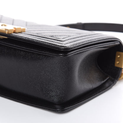 Chanel Caviar Chevron Quilted Medium Boy Flap Black 9 of 10
