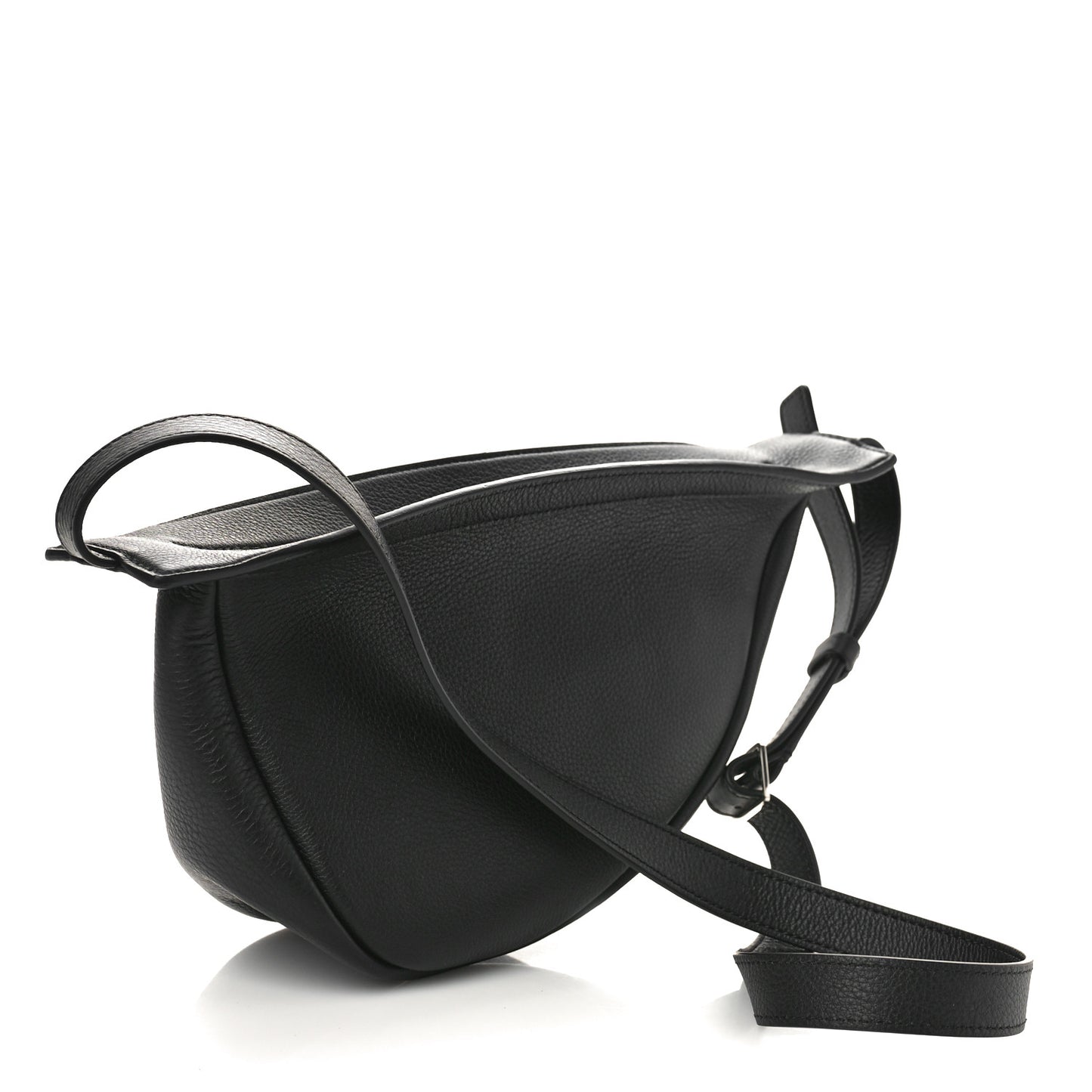 Grained Calfskin Small Slouchy Banana Bag Black