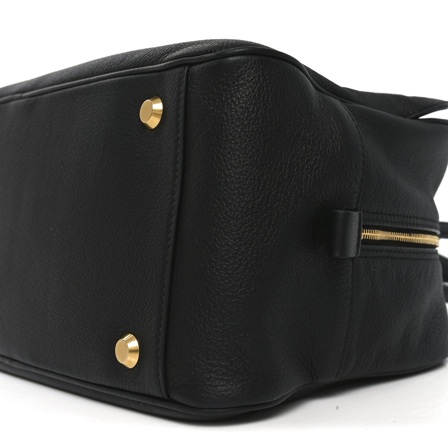 Grained Calfskin Medium Carrie Bowling Bag Black