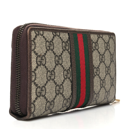 Gucci GG Supreme Monogram Web Ophidia Zip Around Wallet Brown 3 of 12