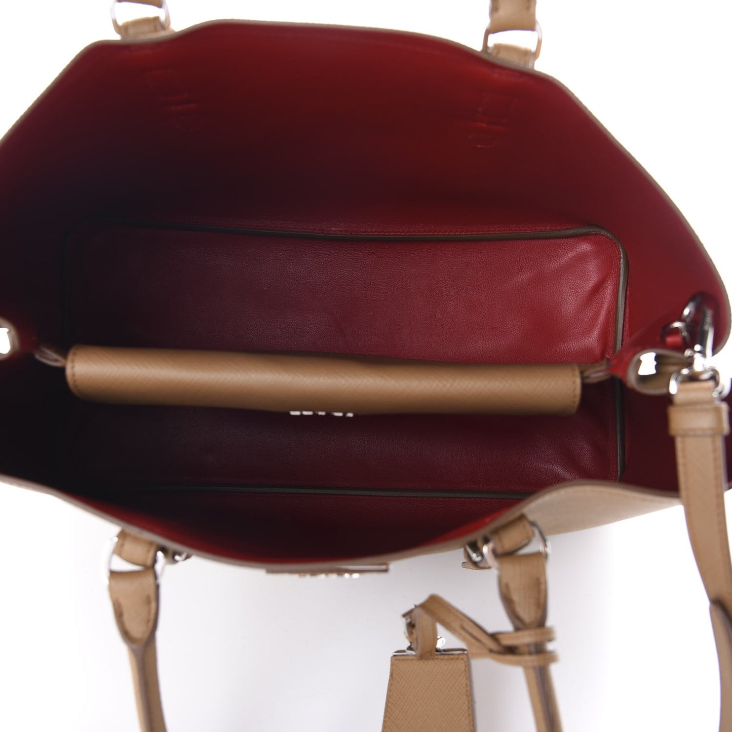 Saffiano Cuir Medium Double Handle Tote Caramel