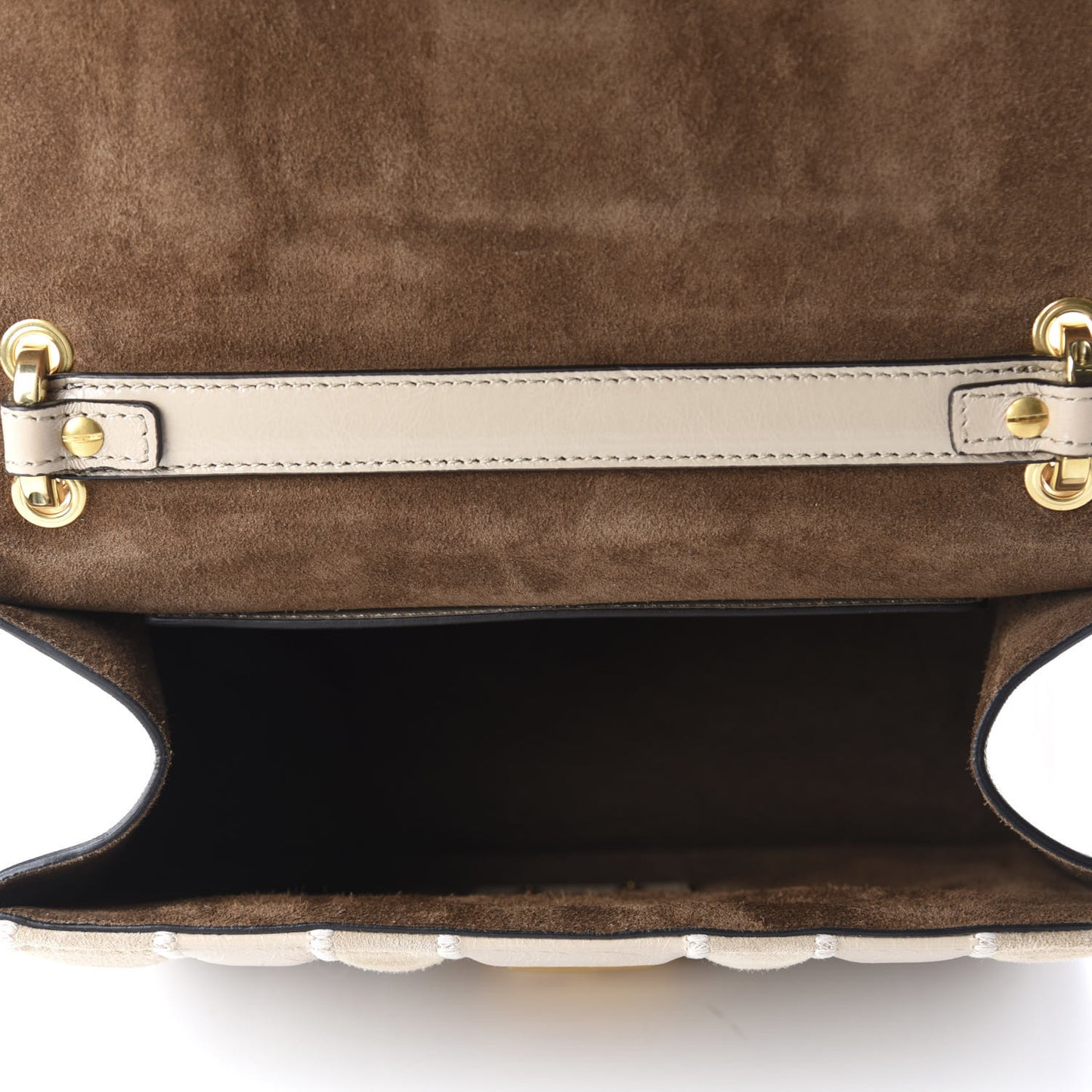 Agnello Old Shine Chamois F is Fendi Embossed Kan U Shoulder Bag Amido Nude