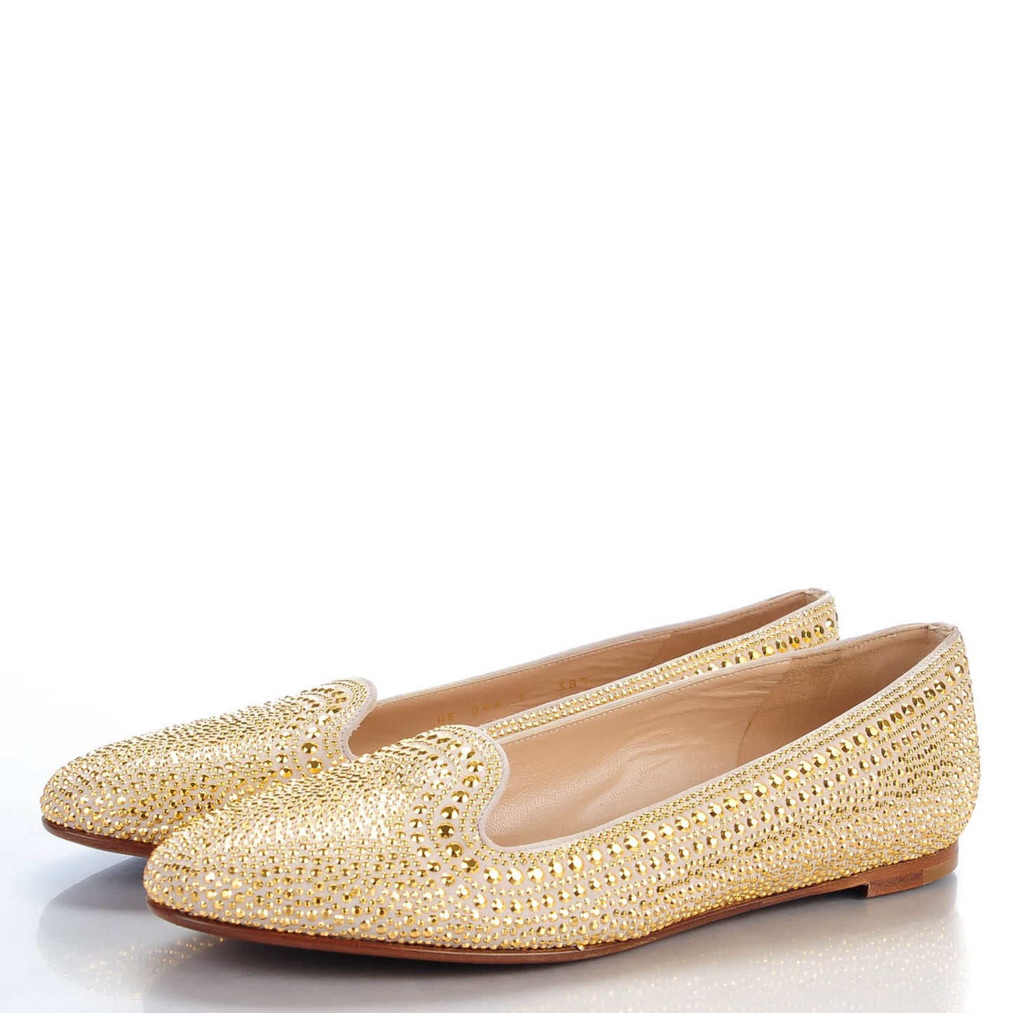 Studded Belgian Loafer Flats 38.5 Gold