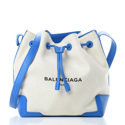 Balenciaga Cotton Canvas Calfskin Bucket Bag Bleu Pacifique 3 of 19