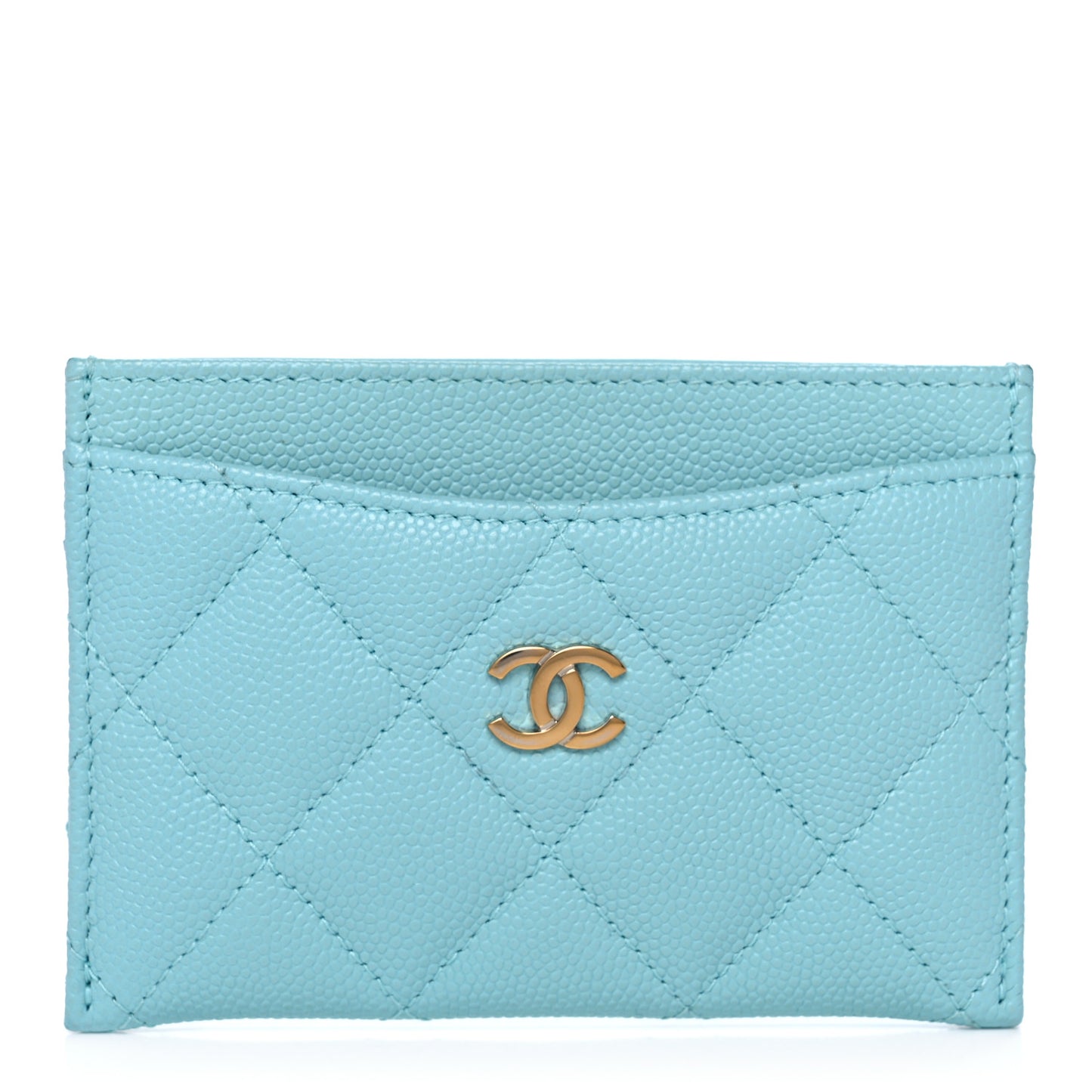 Caviar Quilted Card Holder Light Blue