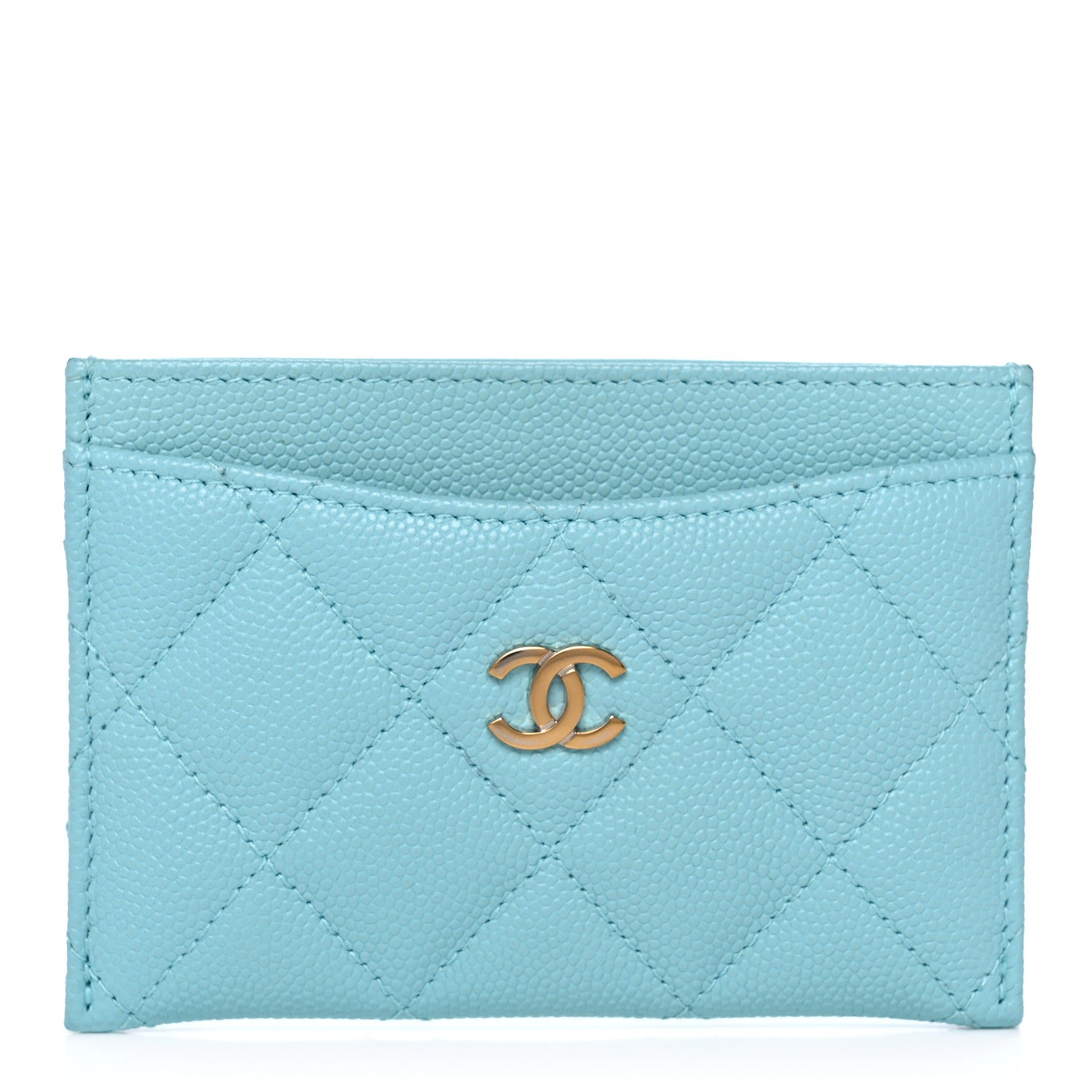 Chanel Caviar Quilted Card Holder Light Blue 1 of 10