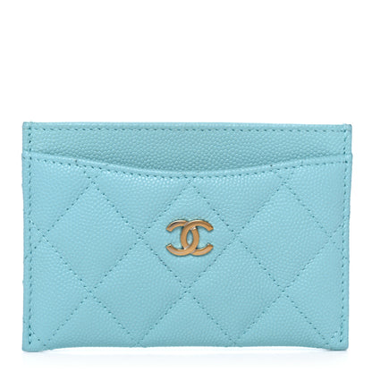 Chanel Caviar Quilted Card Holder Light Blue 1 of 10