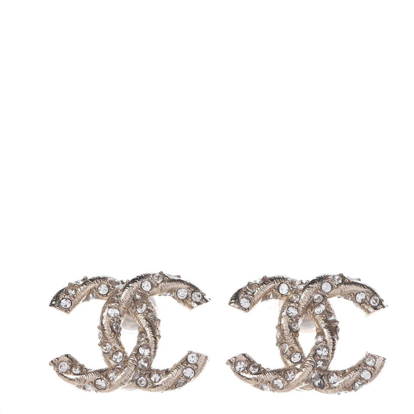 Crystal Twisted CC Earrings Gold