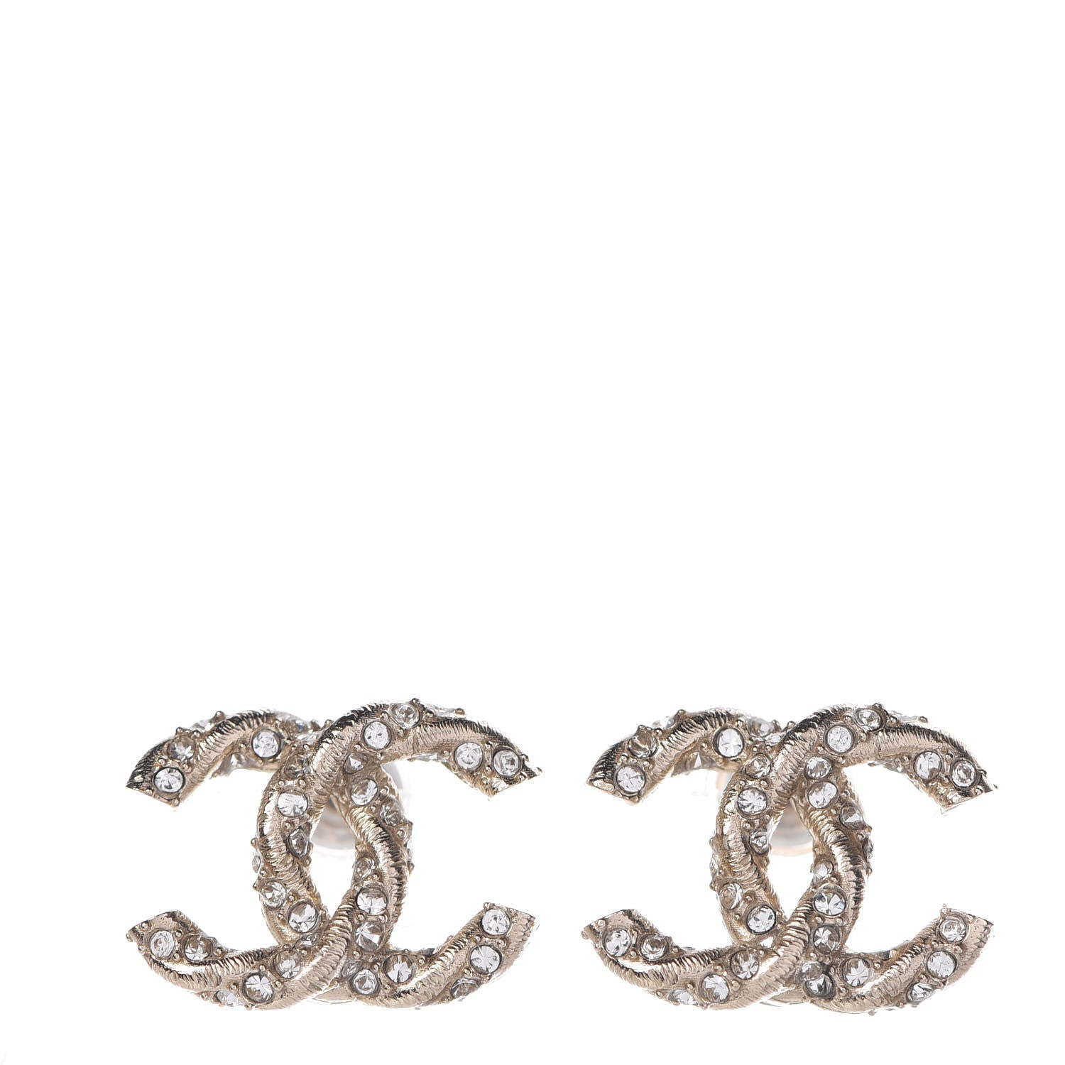 Chanel Crystal Twisted CC Earrings Gold 1 of 5