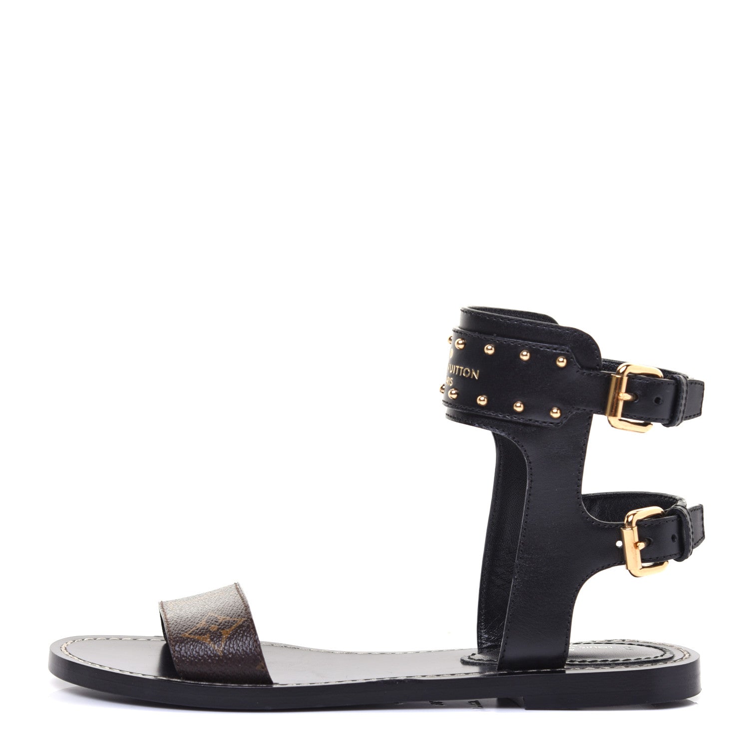 Louis Vuitton Calfskin Monogram Nomad Flat Sandals 36 Black 1 of 8