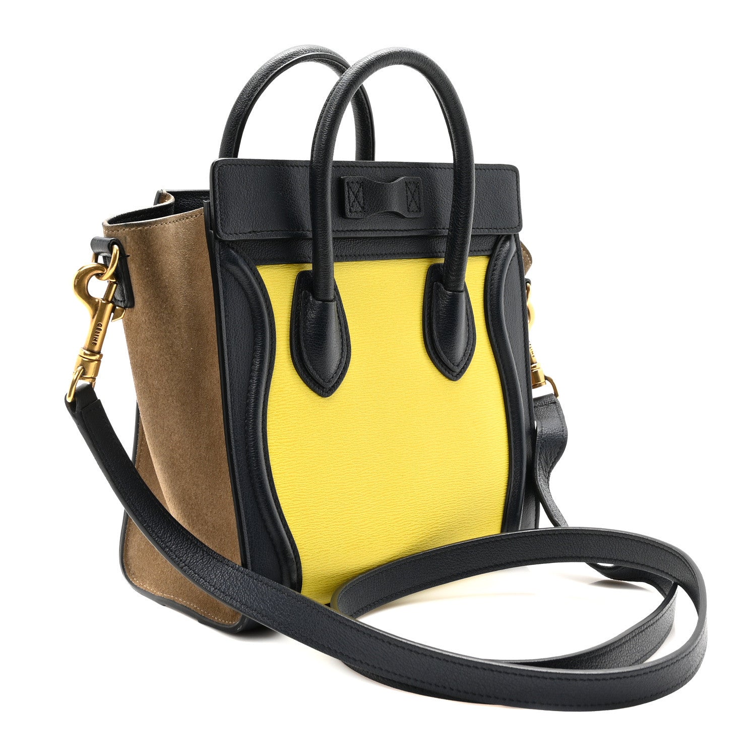 Celine Leige Calfskin Suede Tri-color Nano Luggage Multicolor 3 of 9