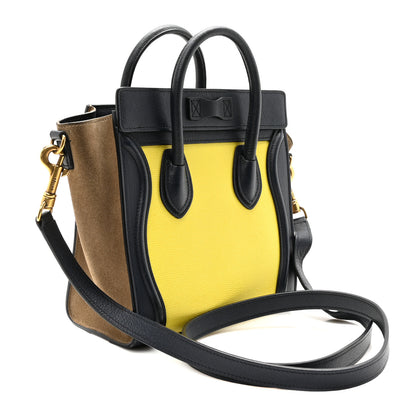 Celine Leige Calfskin Suede Tri-color Nano Luggage Multicolor 3 of 9