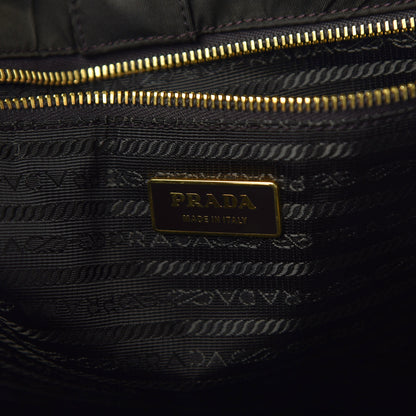 Prada Tessuto Nylon Chevron Quilted Tote Ebano 9 of 10