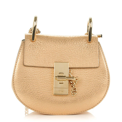 Chloe Metallic Grained Goatskin Nano Drew Shoulder Bag Abstract Gold 1 of 7