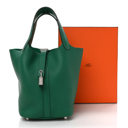 Hermes Taurillon Clemence Picotin Lock 18 PM Vert Vertigo 9 of 9
