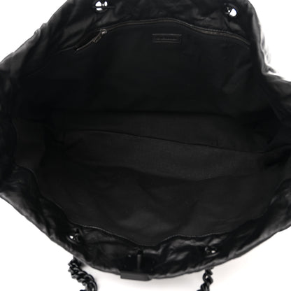 Balenciaga Crushed Calfskin Quilted Matte Black Hardware Large Crush Carry All Tote Bag Black 5 of 9