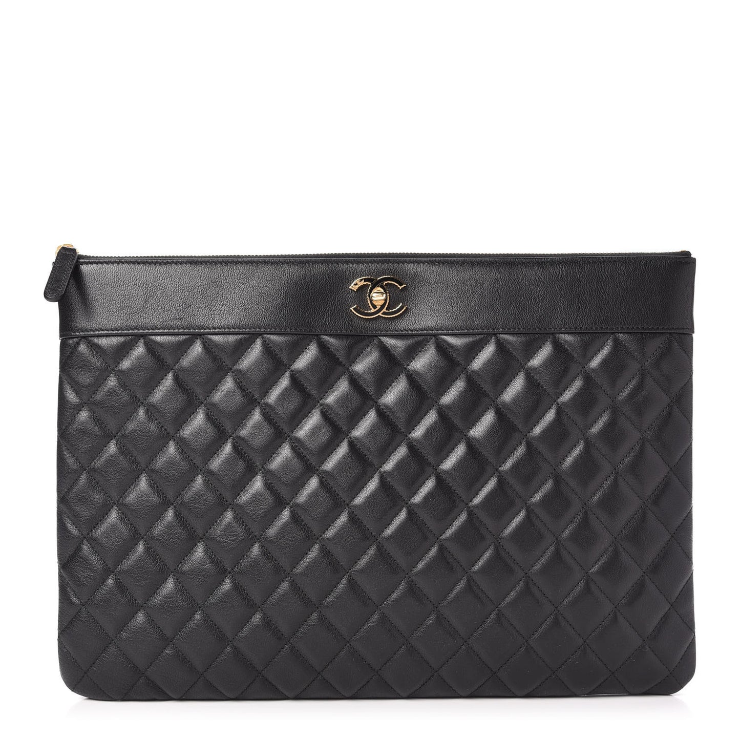 Sheepskin Quilted Large Vintage Mademoiselle Cosmetic Case Black