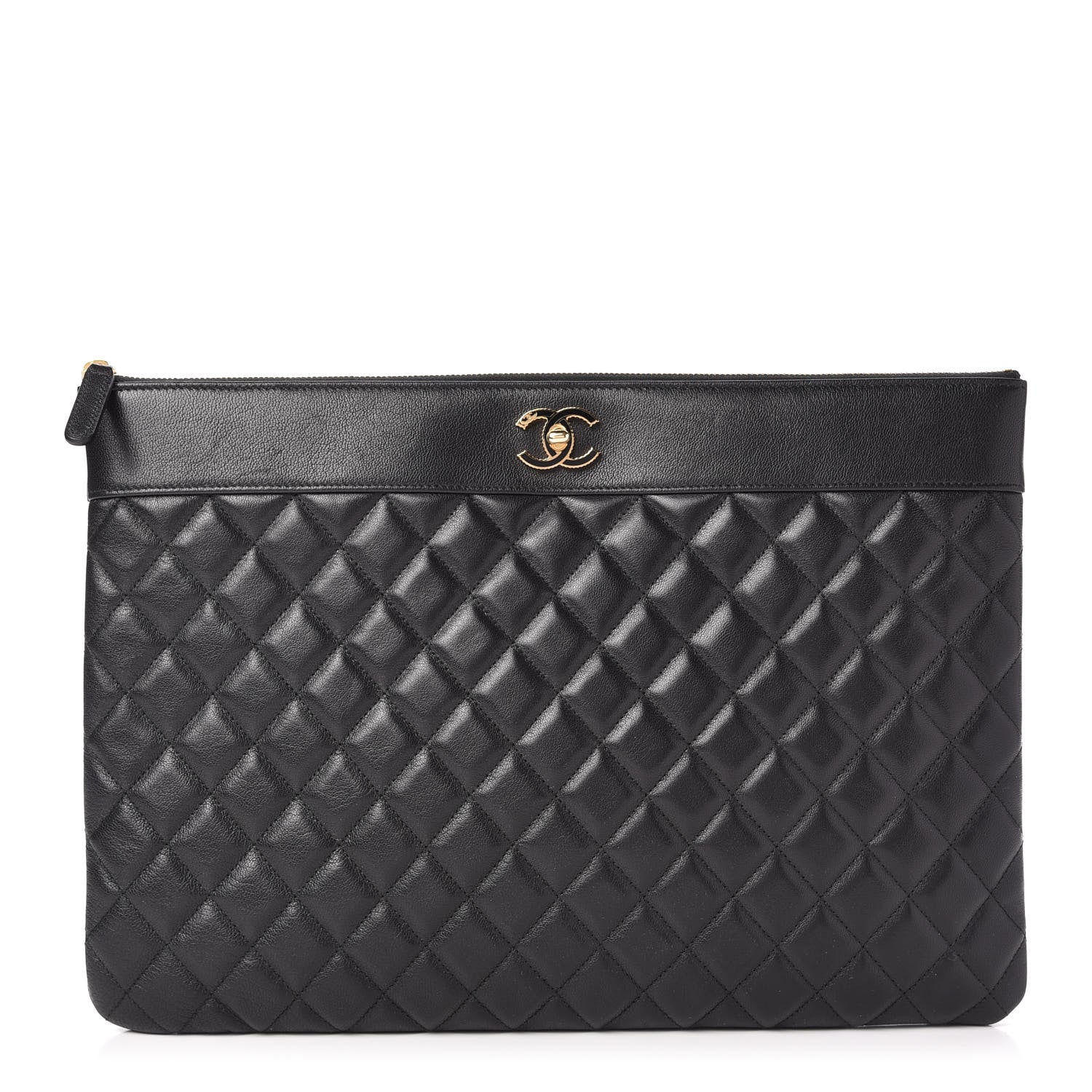Chanel Sheepskin Quilted Large Vintage Mademoiselle Cosmetic Case Black 1 of 10