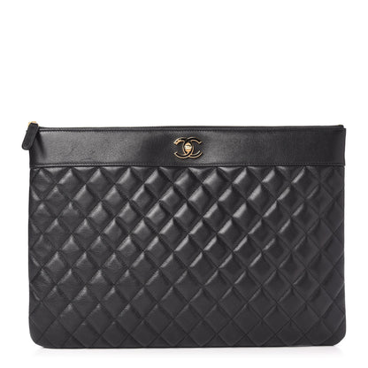 Chanel Sheepskin Quilted Large Vintage Mademoiselle Cosmetic Case Black 1 of 10