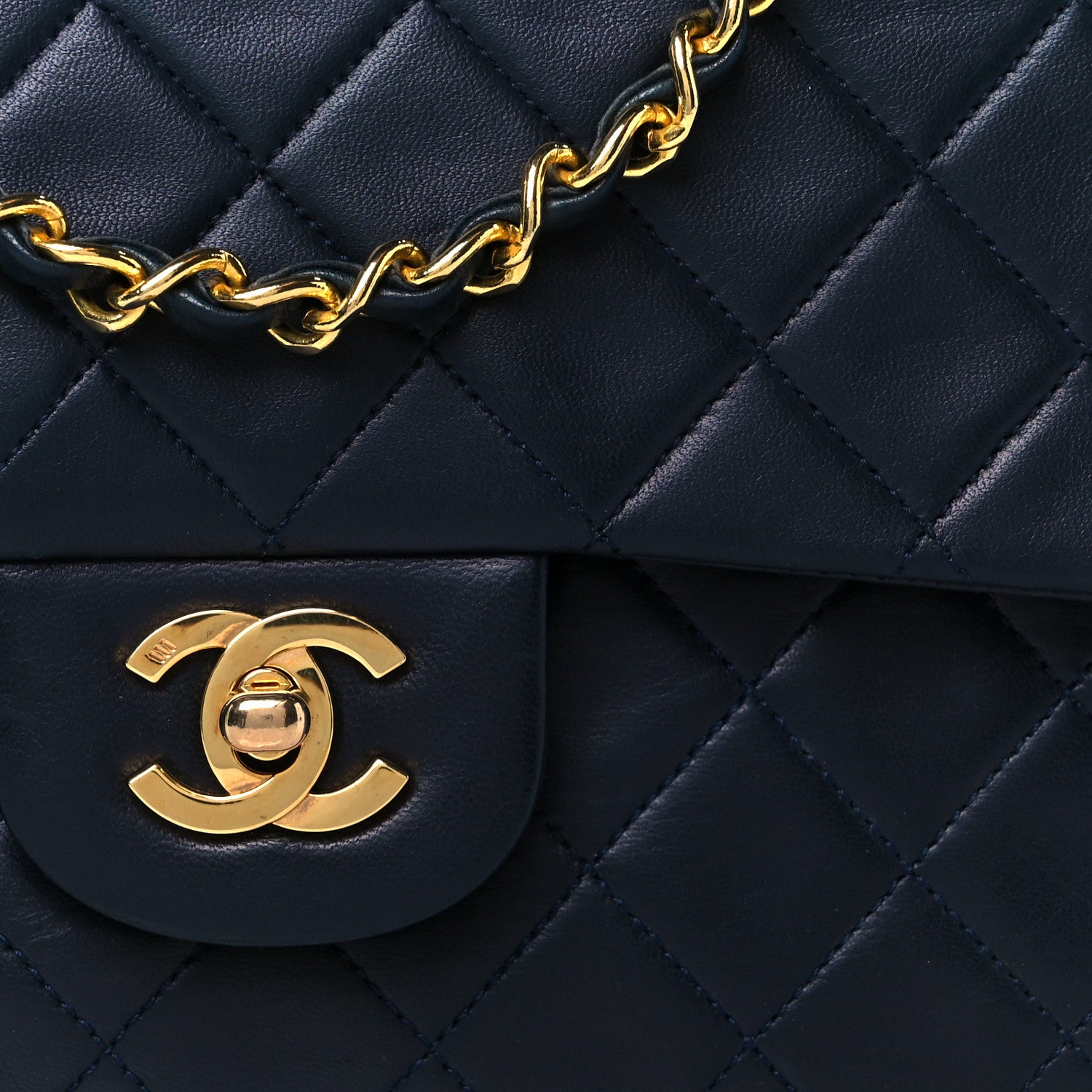 Chanel Lambskin Quilted Medium Double Flap Navy 10 of 12