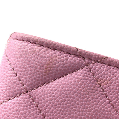Chanel Caviar Metal Perforated Quilted CC Compact Flap Card Holder Pink Green 9 of 10