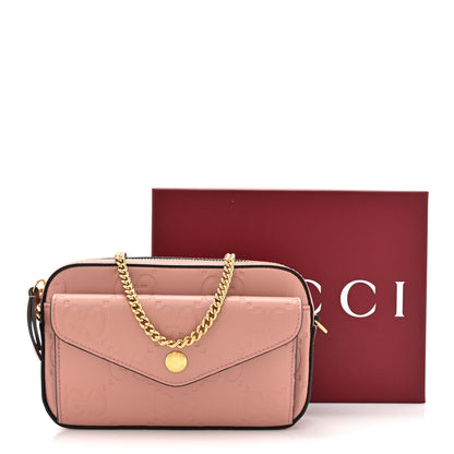 Gucci Calfskin GG Super Mini Debossed Chain Wallet Dust Carmine 11 of 11